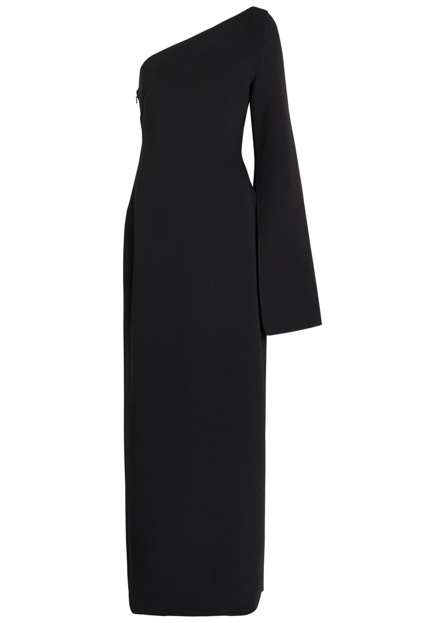 Solace London Alina One-shoulder Crepe Maxi Dress Black