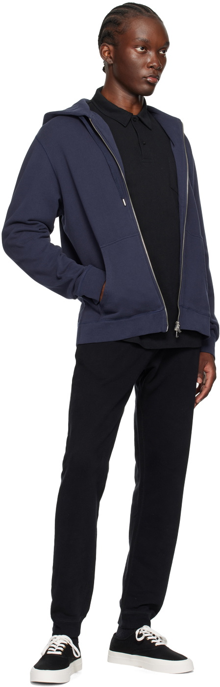 Sunspel Navy Loopback Zip Hoodie