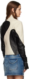 Off-White Black & White Colorblock Leather Jacket