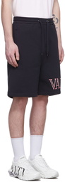 Valentino Navy Neon Universe Print Shorts