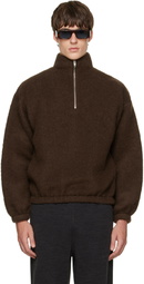 Jil Sander Brown Quarter-Zip Sweater