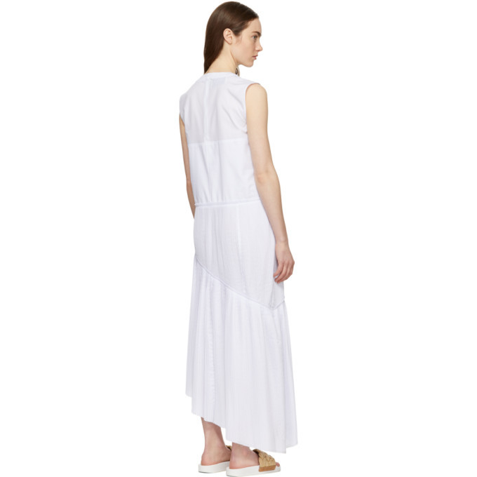Cedric Charlier White Ruffle Asymmetric Dress