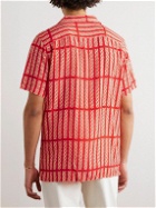 OAS - Railway Camp-Collar Printed Matte-Satin Shirt - Red