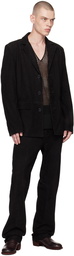 FREI-MUT Black Eraser Suede Blazer