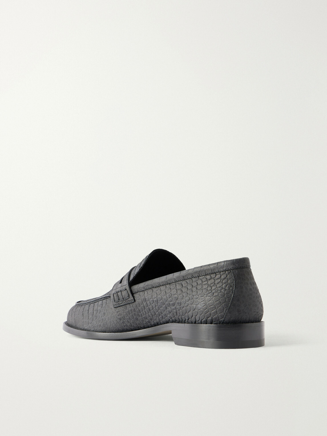 Manolo Blahnik - Perry Croc-Effect Nubuck Loafers - Black