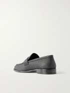Manolo Blahnik - Perry Croc-Effect Nubuck Loafers - Black