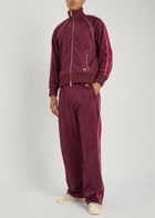 Wales Bonner Panelled Satin-jersey Track Pants Burgundy