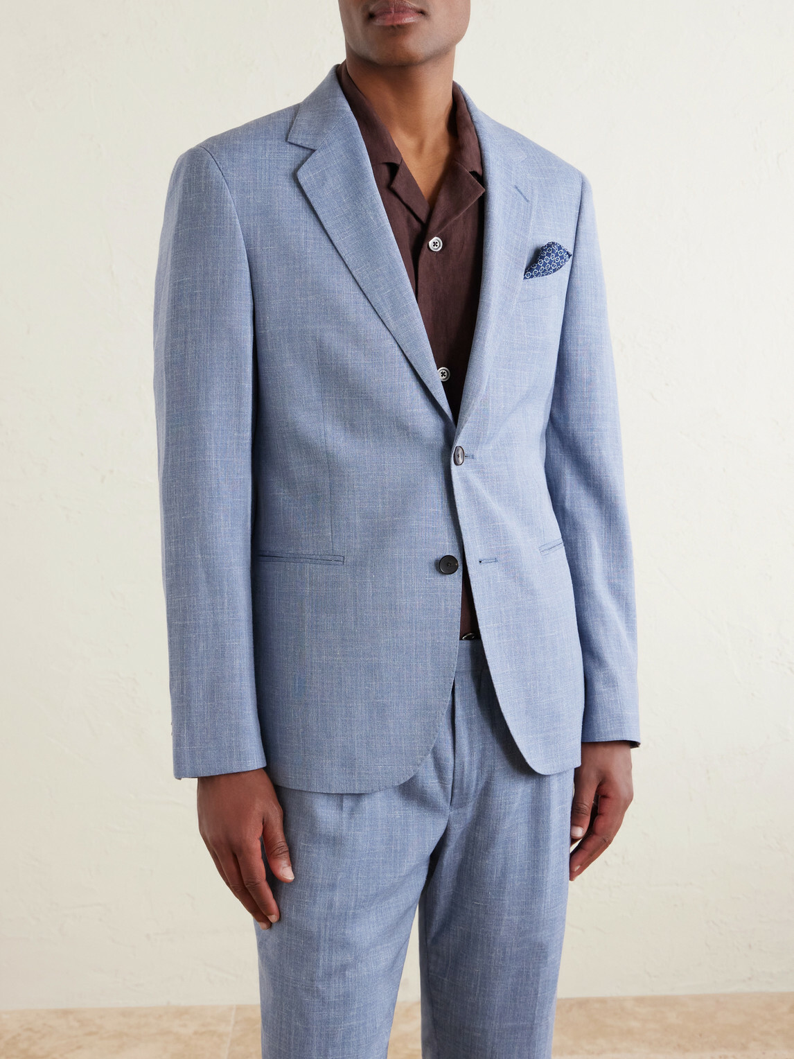Mr P. - Wool, Silk and Linen-Blend Suit Jacket - Blue