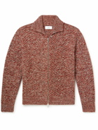 Mr P. - Mouline Wool and Silk-Blend Zip-Up Sweater - Burgundy