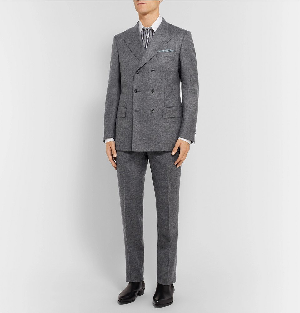 Kingsman - Rocketman Grey Double-Breasted Wool-Flannel Suit Jacket ...