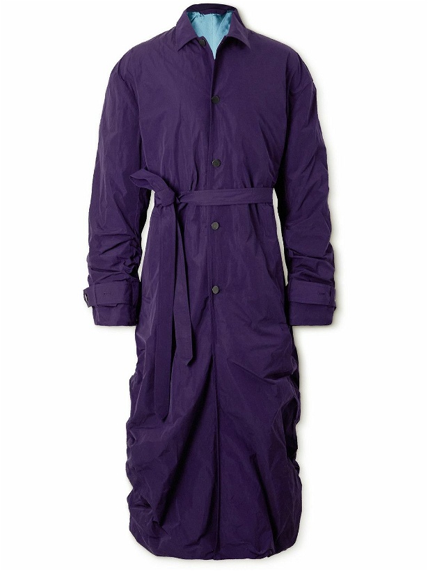 Photo: Acne Studios - Olijah Belted Ruched Shell Trench Coat - Purple