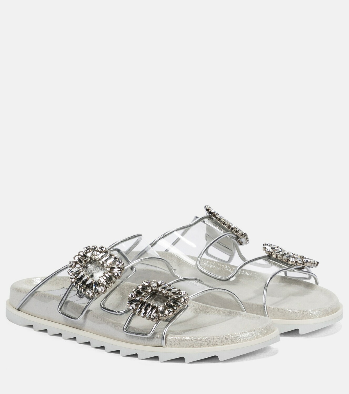 Roger Vivier Slidy Viv' leather and PVC sandals Roger Vivier