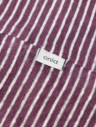 ONIA - Elliot Striped Linen-Jersey Henley T-Shirt - Purple