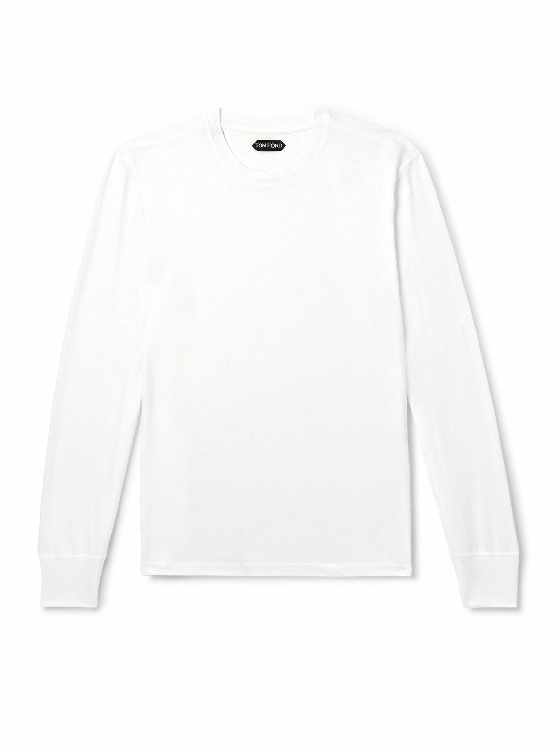 Tシャツ・カットソー TOM FORD White lyocell blend t-shirt  (JCS004JMT012 AW002) TOM FORD Men's Lyocell-Cotton Crewneck T-Shirt - Bergdorf