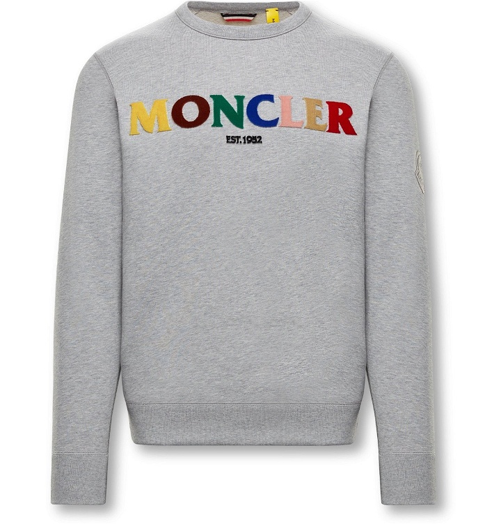 Photo: Moncler Genius - Logo-Appliquéd Mélange Cotton-Jersey Sweatshirt - Gray