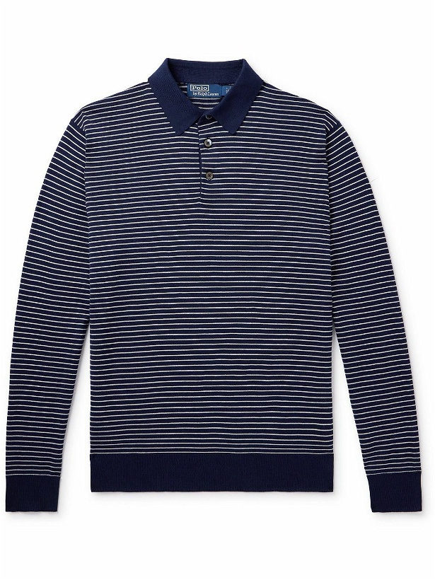Photo: Polo Ralph Lauren - Slim-Fit Striped Cotton Polo Shirt - Blue