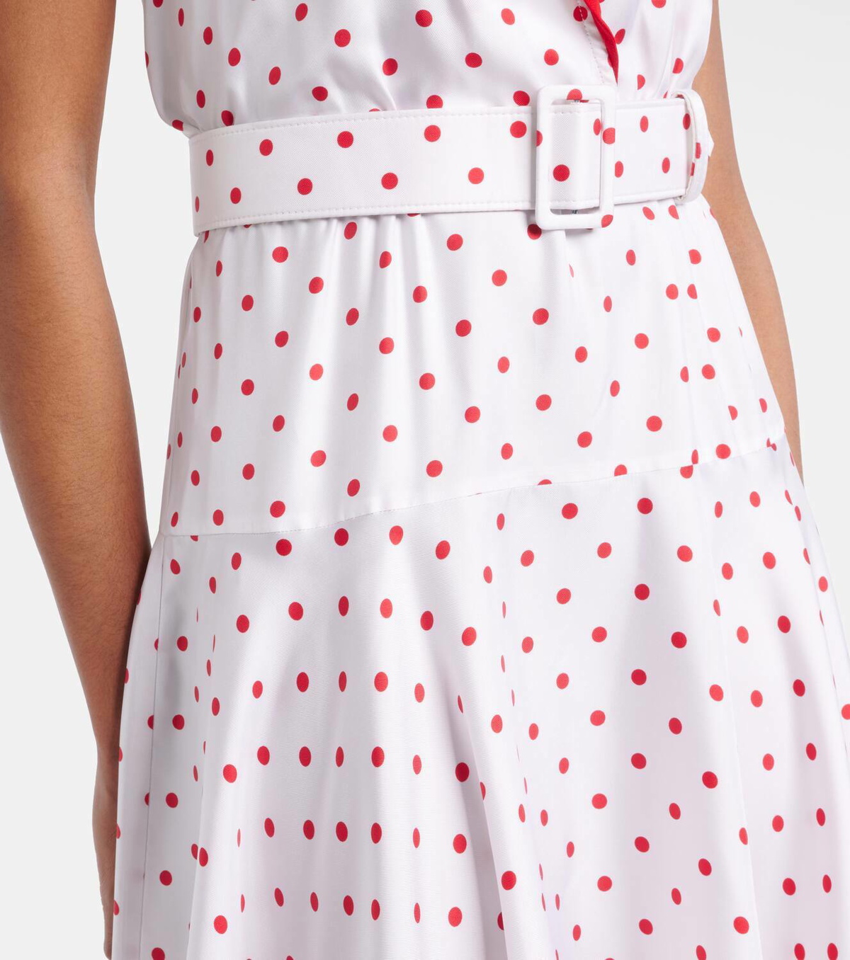 Rodarte Polka-dot belted silk twill midi dress