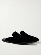 PAUL STUART - Hamilton Embroidered Velvet Slippers - Black