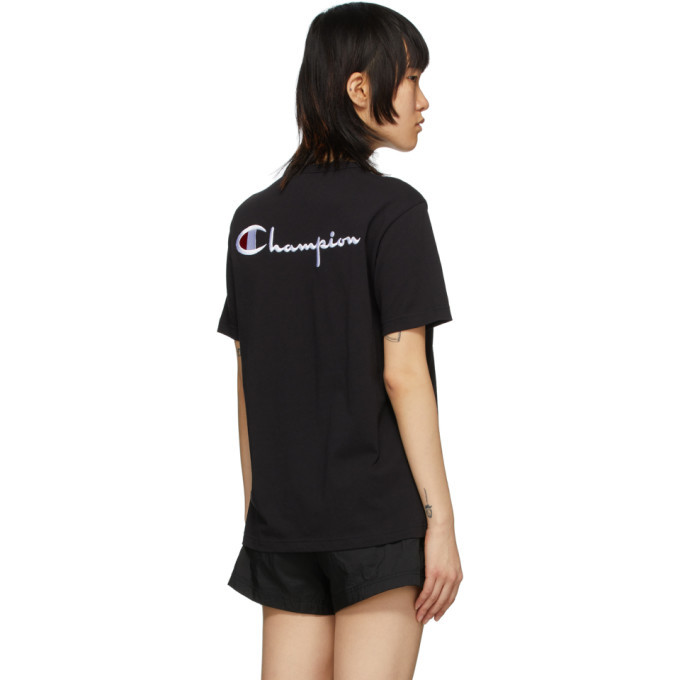 Champion Reverse Weave Black Script Logo Back T-Shirt