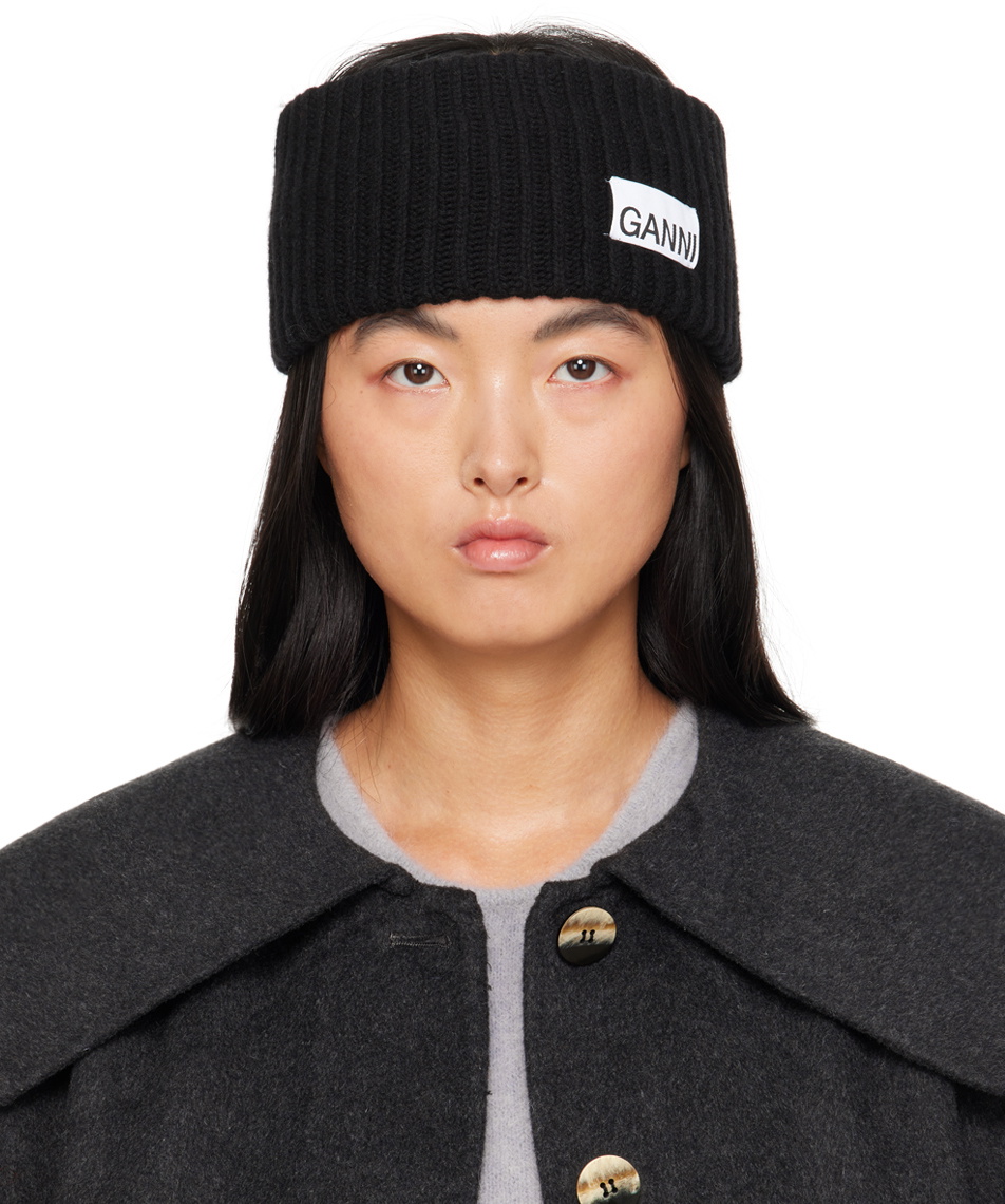 GANNI Black Rib Headband