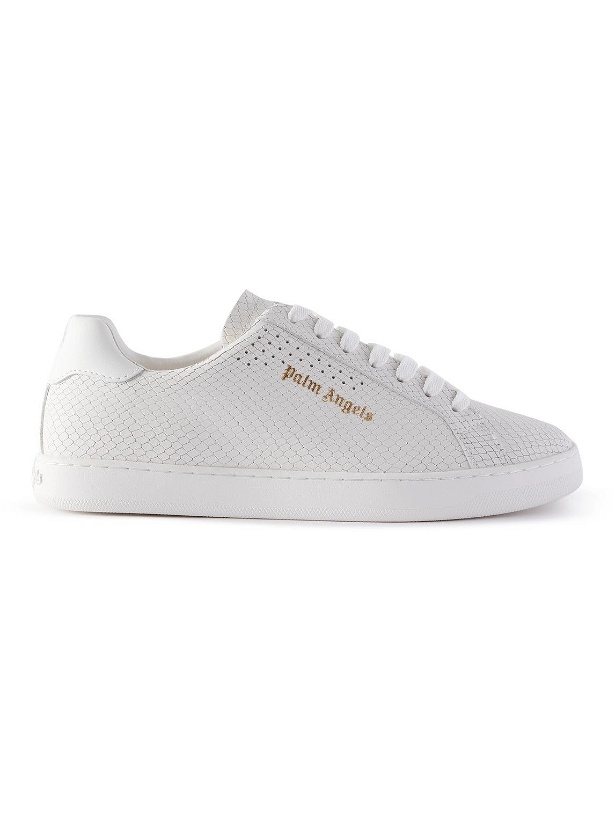 Photo: Palm Angels - Snake-Effect Leather Sneakers - White