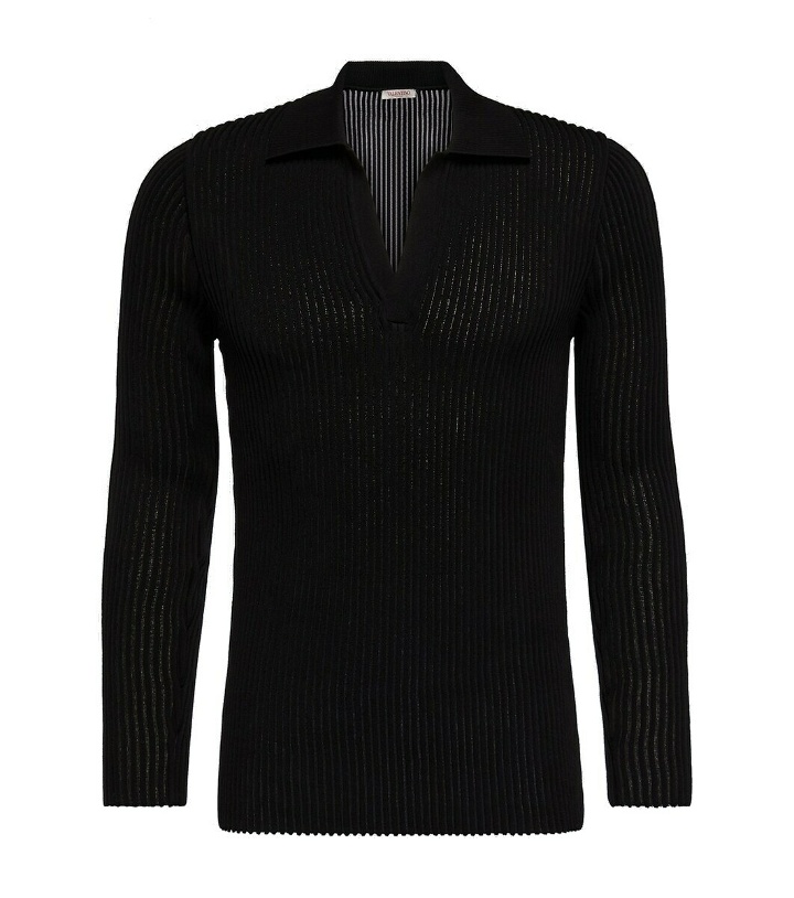 Photo: Valentino Ribbed-knit cotton polo shirt