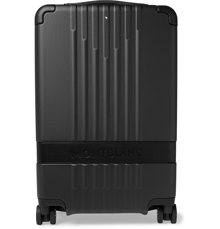 Photo: Montblanc - #MY4810 Cabin Compact 55cm Leather-Trimmed Polycarbonate Suitcase - Black