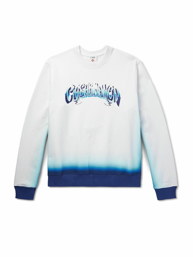 Photo: Casablanca - Logo-Print Dégradé Cotton-Jersey Sweatshirt - Blue