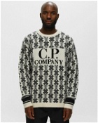 C.P. Company Wool Jacquard Logo Knit White - Mens - Pullovers