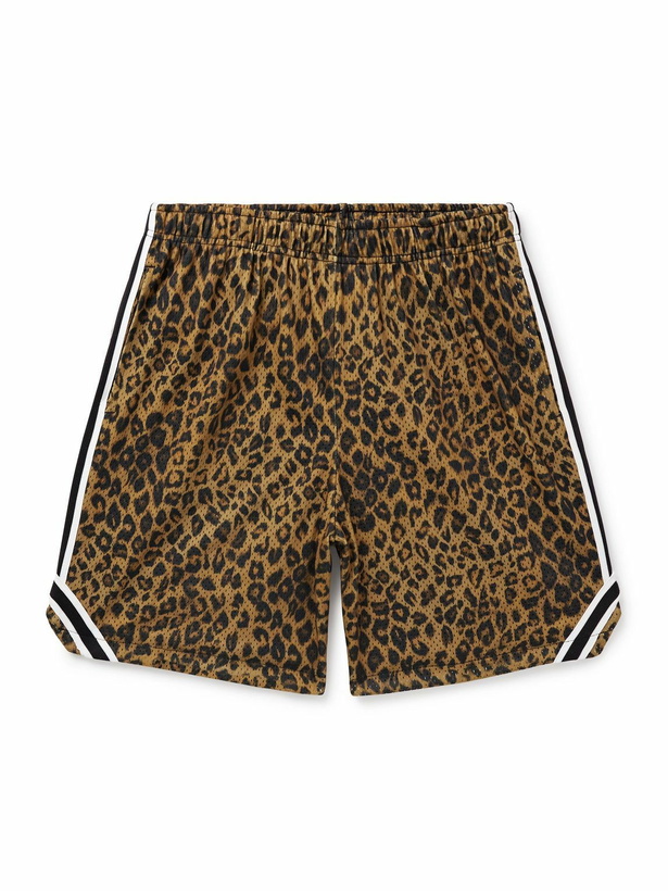 Photo: John Elliott - Rivalry Straight-Leg Webbing-Trimmed Leopard-Print Mesh Shorts - Animal print
