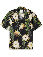 Endless Joy - Epiphyllum Camp-Collar Printed ECOVERO Shirt - Black