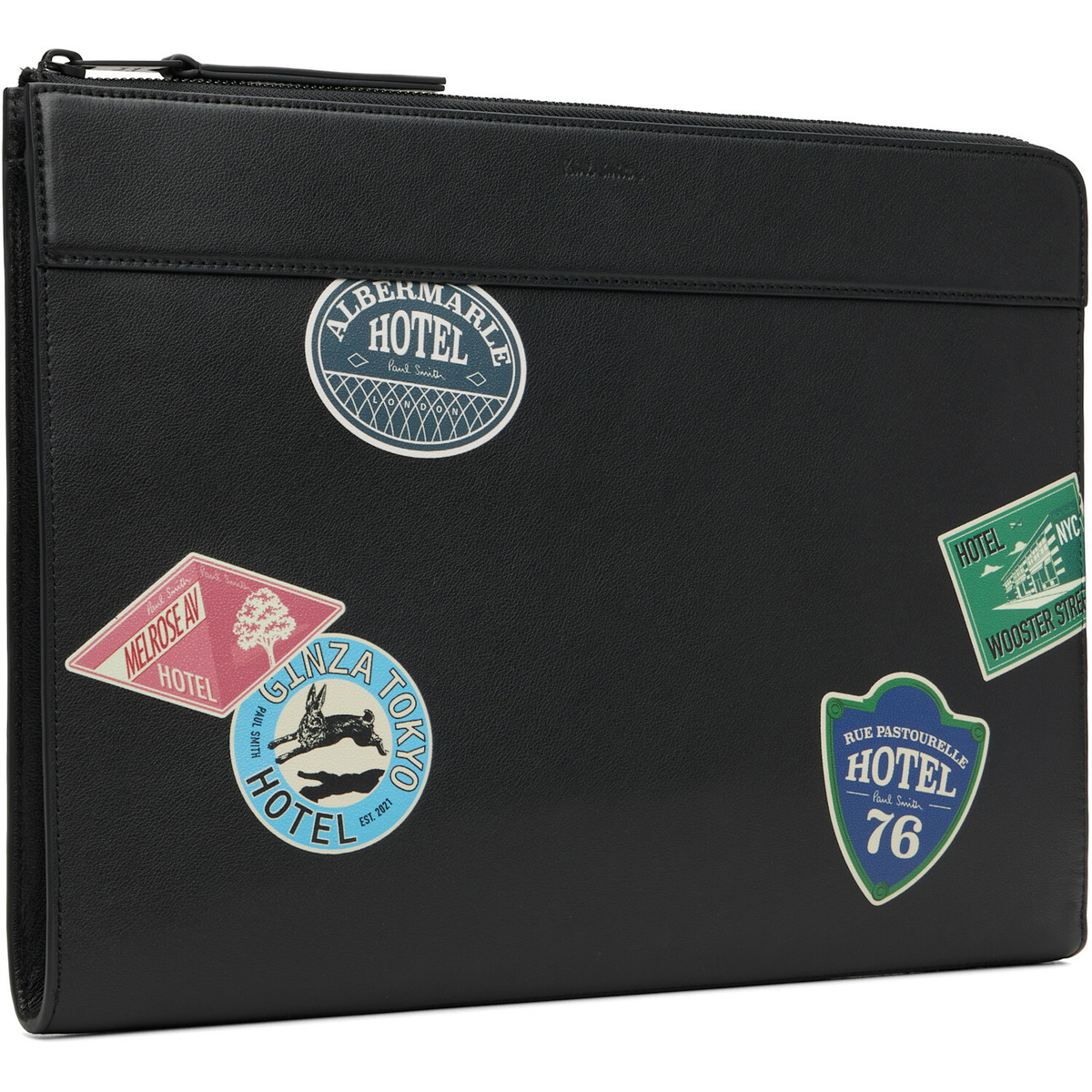 Paul Smith Black 'Hotel Stickers' Document Case