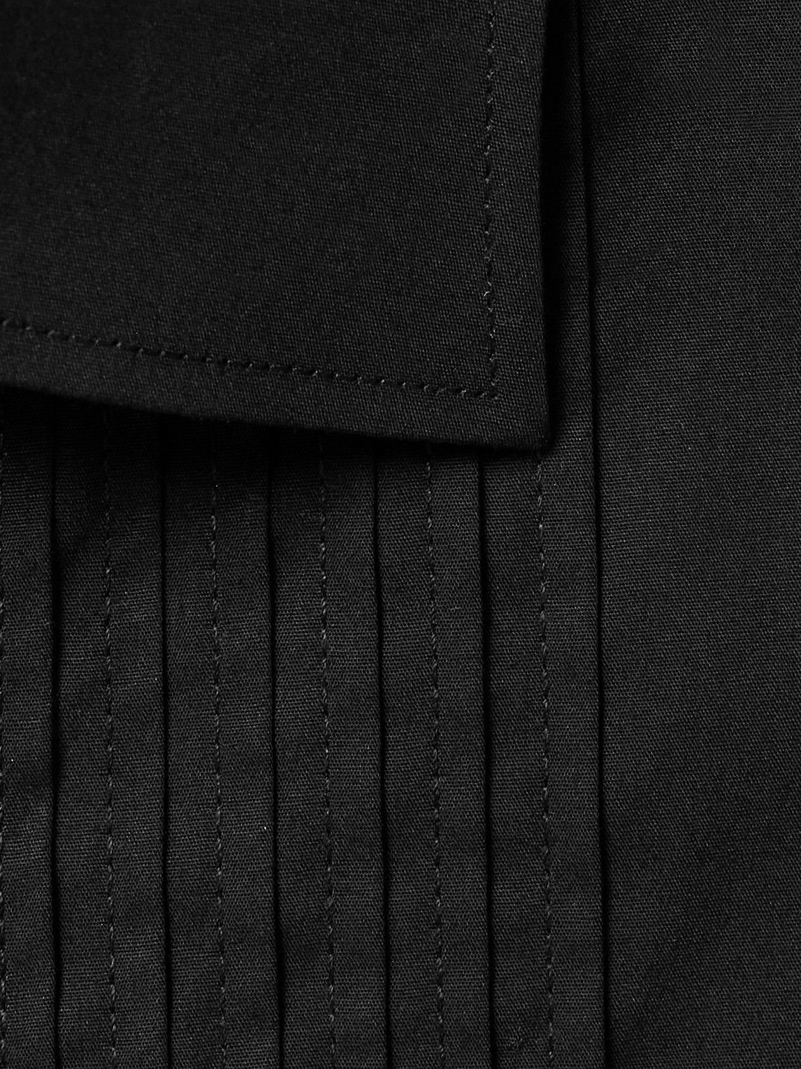 Favourbrook - Cutaway-Collar Bib-Front Double-Cuff Cotton-Poplin Shirt - Black