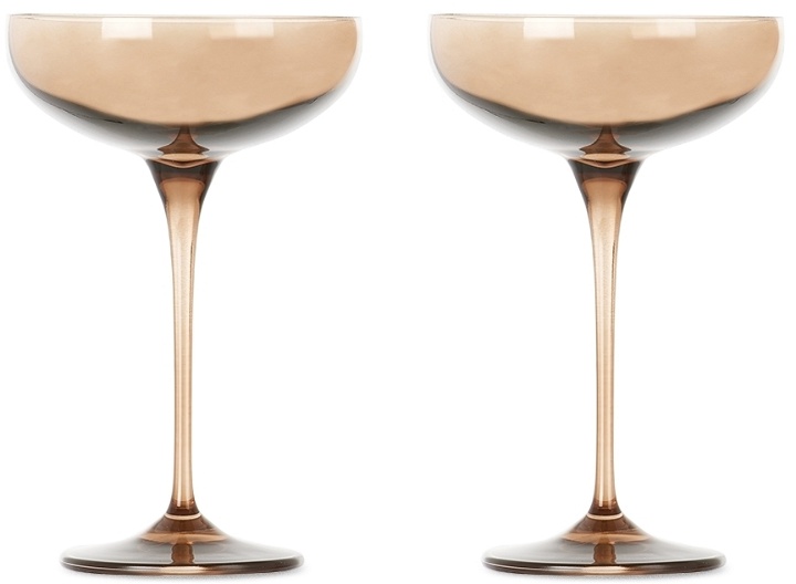 Photo: Estelle Colored Glass Two-Pack Brown Champagne Coupe Glasses, 8.25 oz