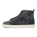 Christian Louboutin Navy Louis Spikes High-Top Sneakers