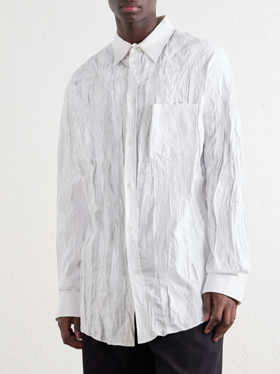 Maison Margiela - Bianchetto-Printed Satin Shirt - White
