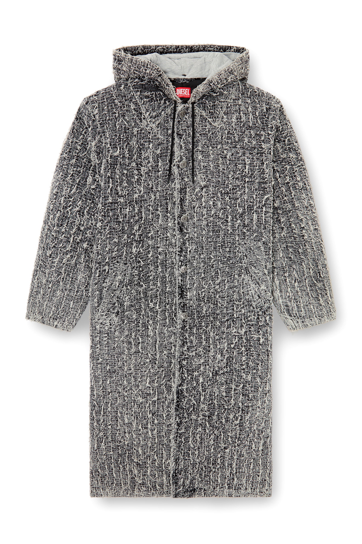 Diesel Hooded coat in bouclé denim - Denim Jackets - Unisex - Black