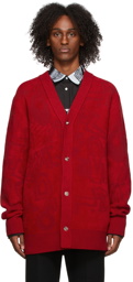 We11done Red Logo Graffiti Allover Cardigan