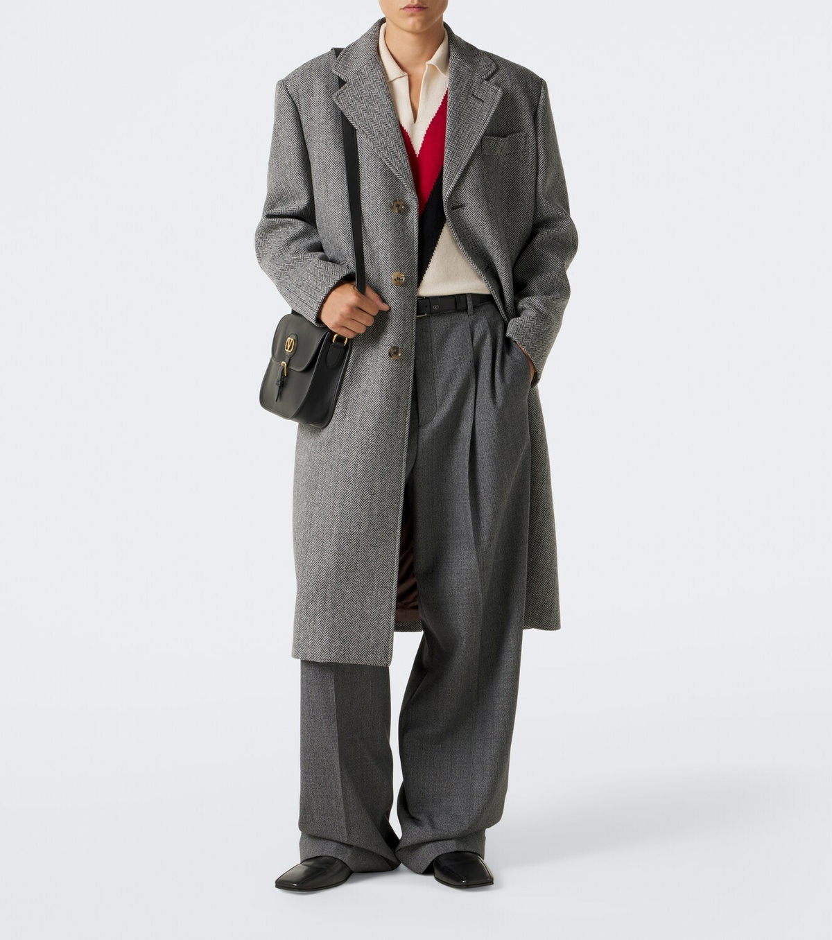 Valentino Herringbone wide-leg pants