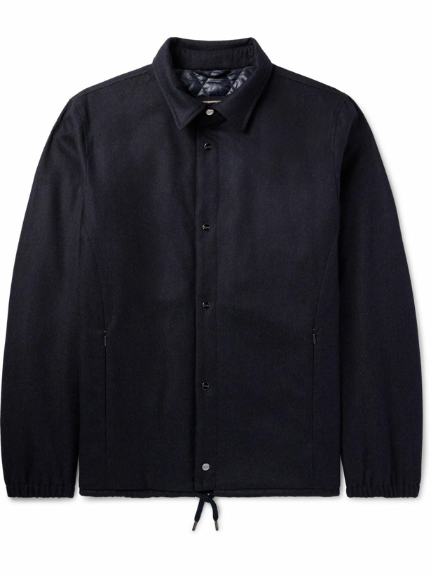 Photo: Herno - Silk and Cashmere-Blend Bomber Jacket - Blue