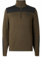 Fusalp - Theodore Jersey-Trimmed Ribbed Wool Half-Zip Sweater - Brown