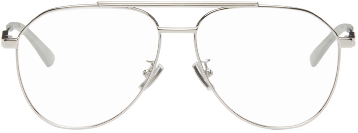 Photo: Bottega Veneta Silver Aviator Glasses