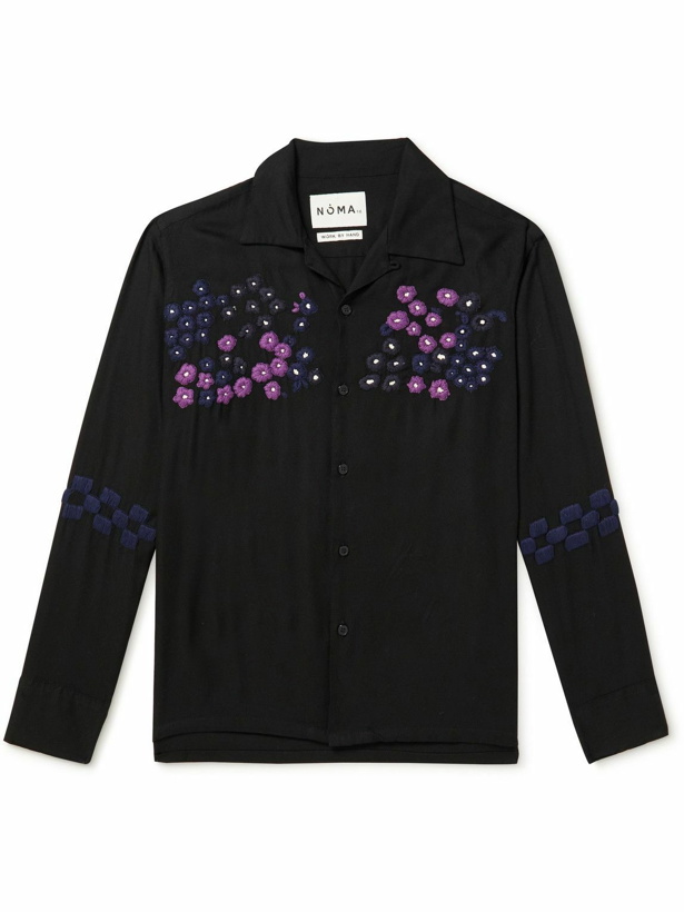 Photo: NOMA t.d. - Convertible-Collar Embroidered Satin Shirt - Black