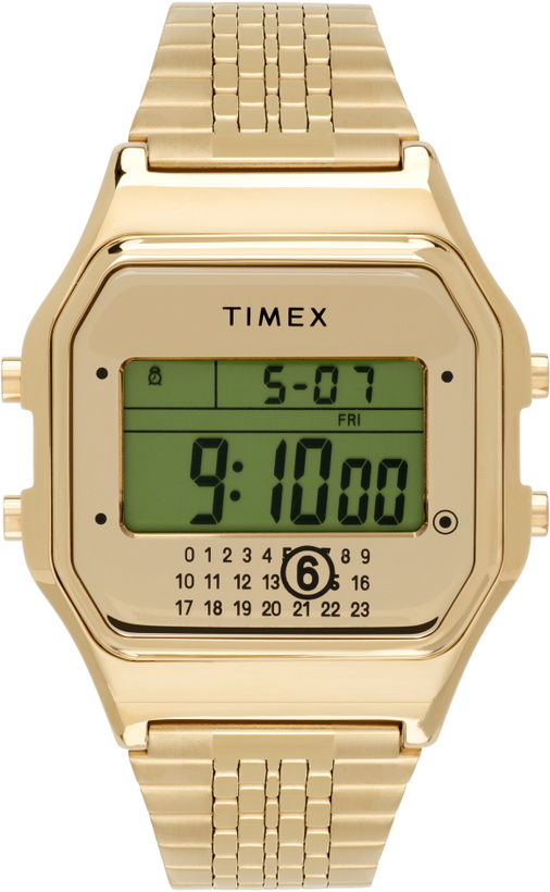 Photo: MM6 Maison Margiela Gold Timex Edition T80 Watch & Bracelet Set