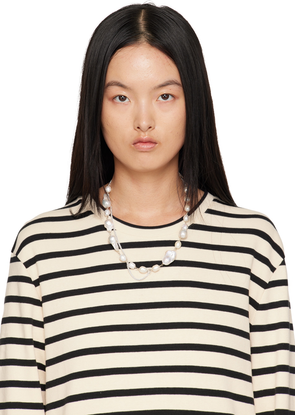 Jil Sander Silver & Off-White Pearl Necklace