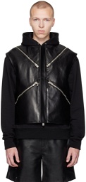 HELIOT EMIL Black Nebule Leather Vest