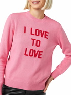 MC2 Saint Barth Woman Crewneck Pink Sweater I Love To Love Jacquard | Niki Dj Special Edition