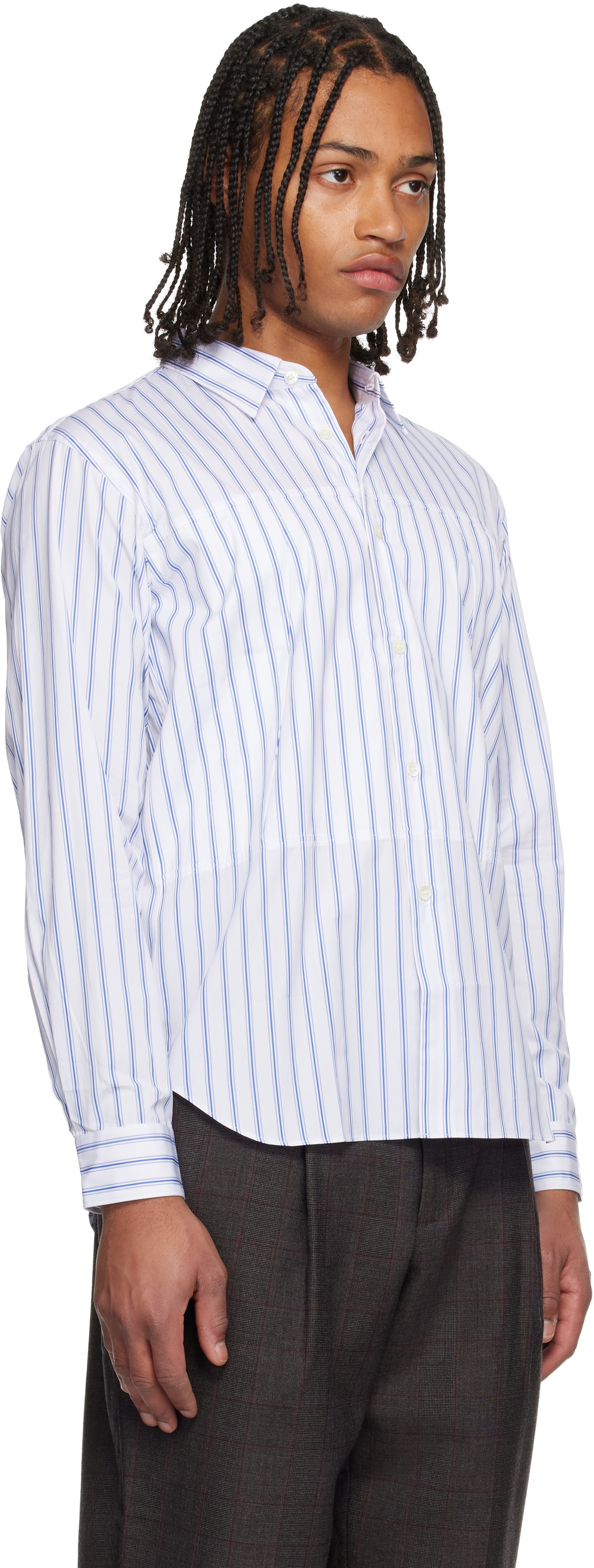 Comme des Garçons Homme Deux Navy & White Striped Shirt