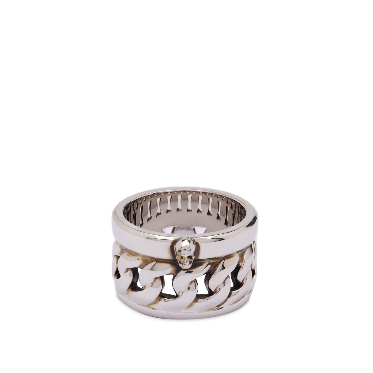 Photo: Alexander McQueen Men's Logo Chain Ring in Silver