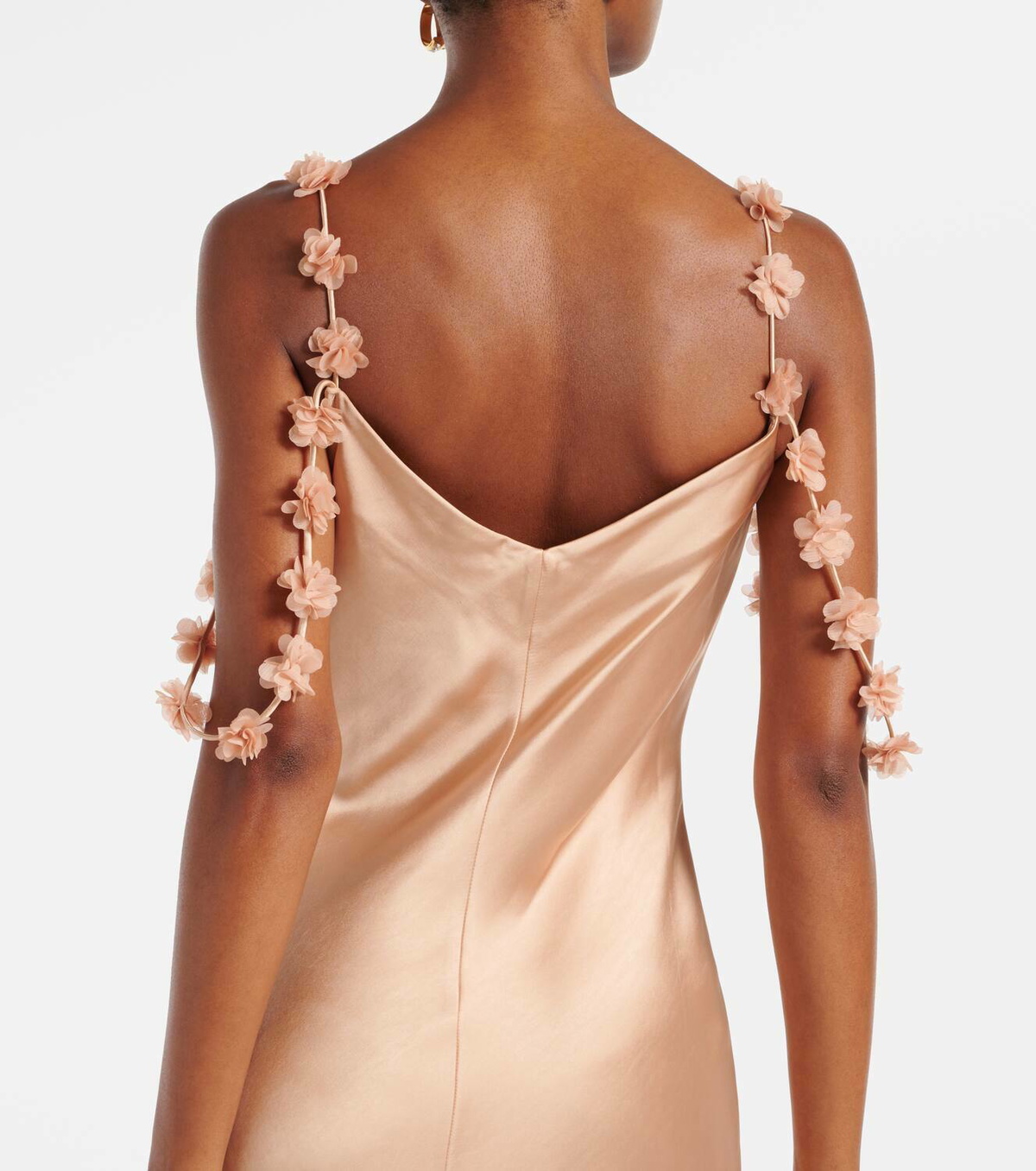 Self-Portrait Floral-appliqué satin slip dress Self-Portrait